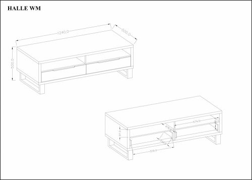 HALLE - TV-szekrény (Wotan tölgy)