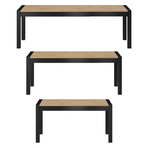 Aktiv TWLK92 bővíthető étkezőasztal - 160-200-240 (Taurus tölgy/fekete)