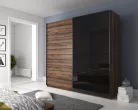 Galaxy ZBEA69 gardróbszekrény - tolóajtós (kolostor tölgy/fényes fekete)