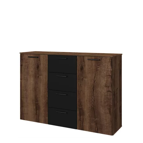 Beta ZB1626 komód - 2 ajtós, 4 fiókos (kolostor tölgy/fekete)