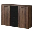 Beta ZB1626 komód - 2 ajtós, 4 fiókos (kolostor tölgy/fekete)