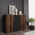 Beta ZB1626 komód - 2 ajtós, 4 fiókos (kolostor tölgy/fekete)