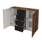 Beta ZB1626 komód - 2 ajtós, 4 fiókos (kolostor tölgy/fekete)