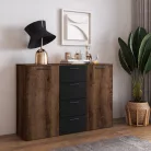 Beta ZB1626 komód - 2 ajtós, 4 fiókos (kolostor tölgy/fekete)