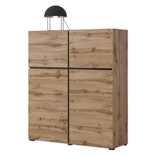 Cross N6MY76 komód - 4 ajtós (Wotan tölgy/fekete)