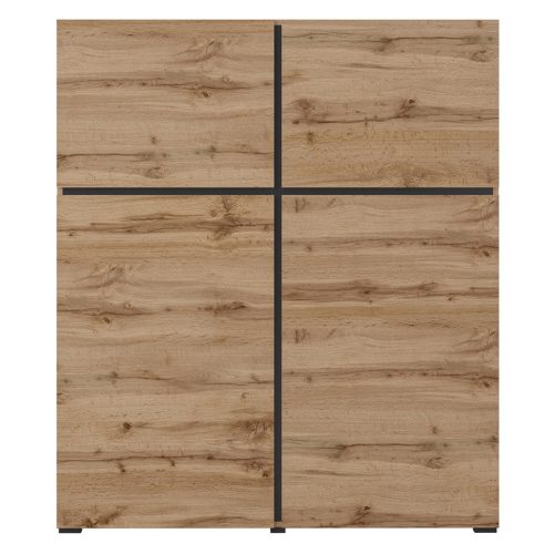 Cross N6MY76 komód - 4 ajtós (Wotan tölgy/fekete)