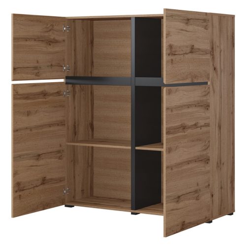 Cross N6MY76 komód - 4 ajtós (Wotan tölgy/fekete)