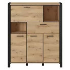 Aktiv TWLK46 komód - 3 ajtós, 1 fiókos, 1 lenyíló ajtós (Taurus tölgy/fekete)