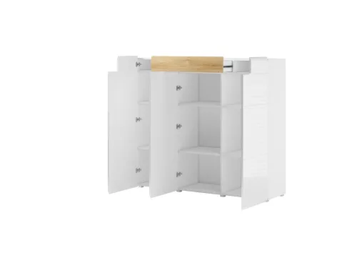 TOLEDO - Magas komód (fehér/san remo tölgy)