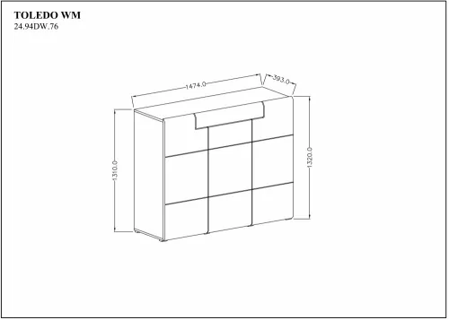 TOLEDO - Magas komód (fehér/san remo tölgy)