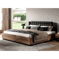   SIGMA - Franciaágy keret, 180 cm (Flagstaff tölgy/fekete/arany)