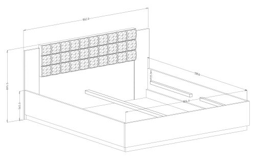SIGMA - Franciaágy keret, 180 cm (Flagstaff tölgy/fekete/arany)