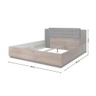 SIGMA - Franciaágy keret, 180 cm (Flagstaff tölgy/fekete/arany)