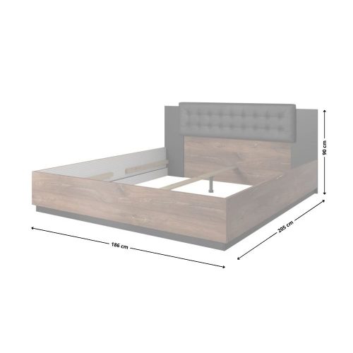 SIGMA - Franciaágy keret, 180 cm (Flagstaff tölgy/fekete/arany)