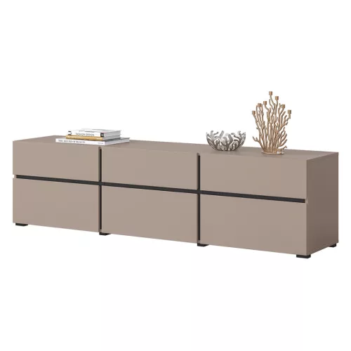 Cross CWMY41 TV állvány - 3 lenyíló ajtós, 3 fiókos (Congo fekete)