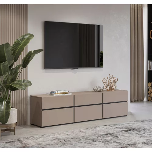 Cross CWMY41 TV állvány - 3 lenyíló ajtós, 3 fiókos (Congo fekete)