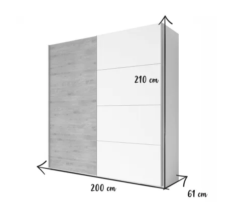 GALAXY - Gardróbszekrény 200 cm (fehér/Beaufort tölgy)