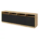 Aston TWLH25 komód - 4 ajtós (Taurus tölgy/matt fekete)