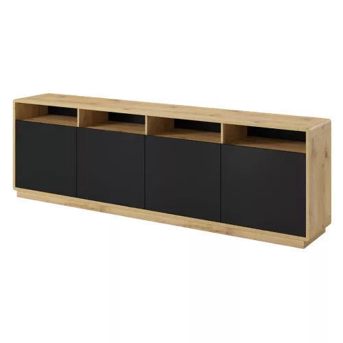 Aston TWLH25 komód - 4 ajtós (Taurus tölgy/matt fekete)