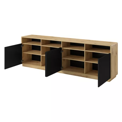 Aston TWLH25 komód - 4 ajtós (Taurus tölgy/matt fekete)