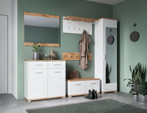 Maitei HOLG07 2D2S komód - fényes fehér/tölgy