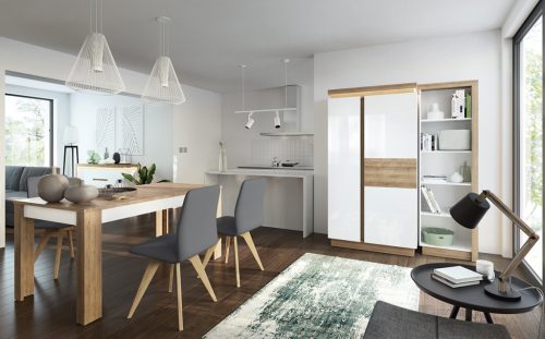 Bylot Bright LYOP02 140 polc - világos tölgy/fényes fehér