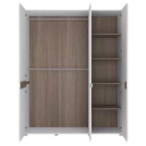 LIVERPOOL TYP22A 3D gardróbszekrény - tölgy/fényes fehér