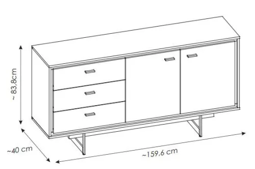 RIVENDELL komód (2D3S) - krémszürke/sötét flagstaff tölgy