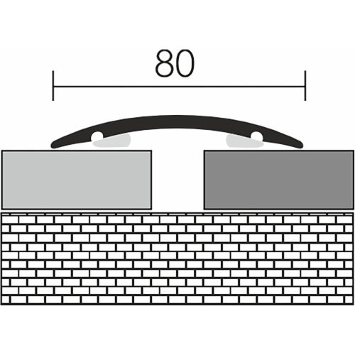 Aluminium 80 mm-es íves burkolatváltó profil - 03007 - pezsgő - 3m - öntapadós