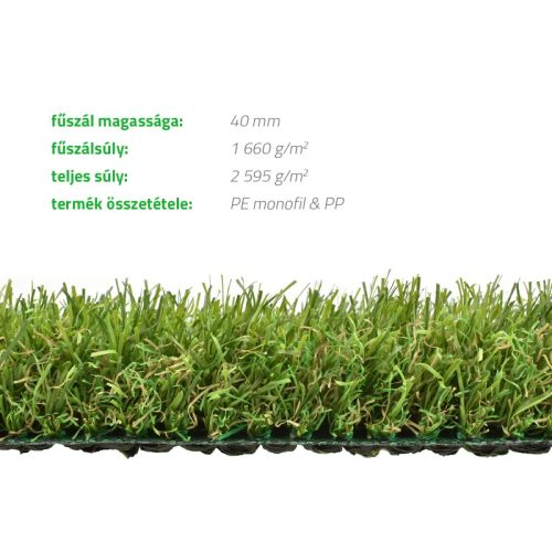 Aurya műfű 4 m Latex, 40 mm szálmagasság