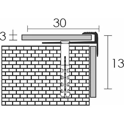 Aluminium 3 mm-es lépcsőélvédő, szögprofil - 32502 - ezüst - 2,5m - csavaros