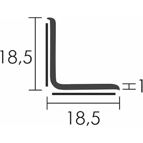 PVC padlószegély 18,5x18,5mm-es, lágy - fehér - 25m