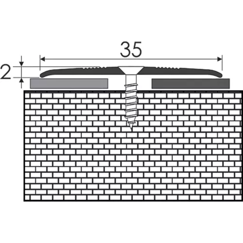 Aluminium 35 mm-es lapos burkolatváltó profil - 12702 - ezüst - 2,7m - csavaros