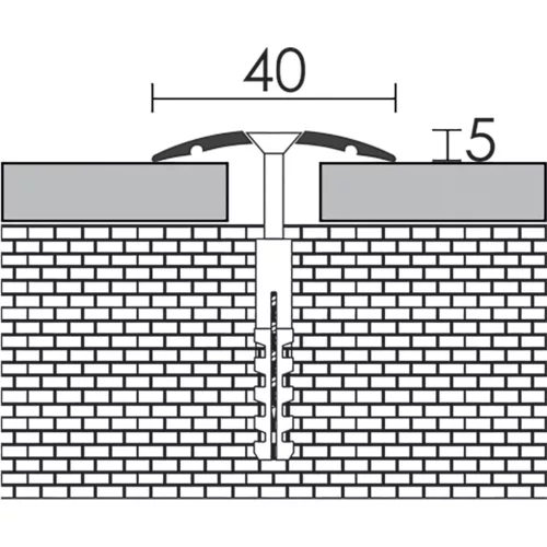Aluminium 40 mm-es íves burkolatváltó profil - 72702 - ezüst - 2,7m - csavaros