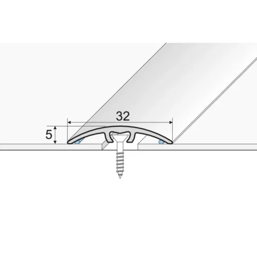 Aluminium 32mm-es íves burkolatváltó profil - A66SZ - arany - vágott