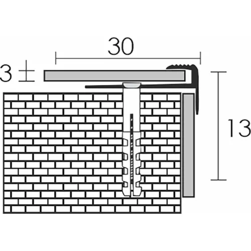 Aluminium 3 mm-es lépcsőélvédő, szögprofil - 32507 - pezsgő - 2,5m - csavaros