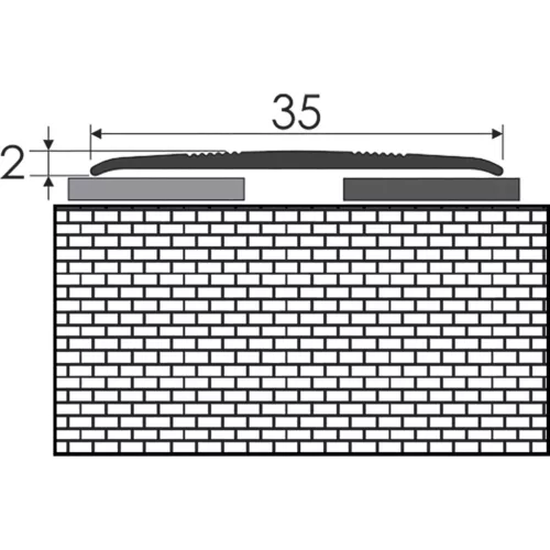 Aluminium 35 mm-es lapos burkolatváltó profil - 12702 - ezüst - 2,7m - öntapadós
