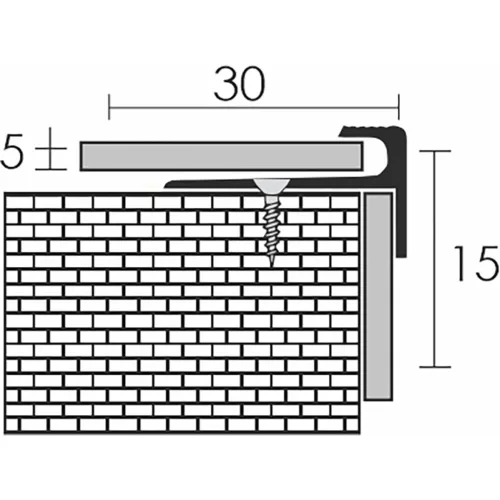 Aluminium 5 mm-es lépcsőélvédő, szögprofil - 42507 - pezsgő - 2,5m - csavaros
