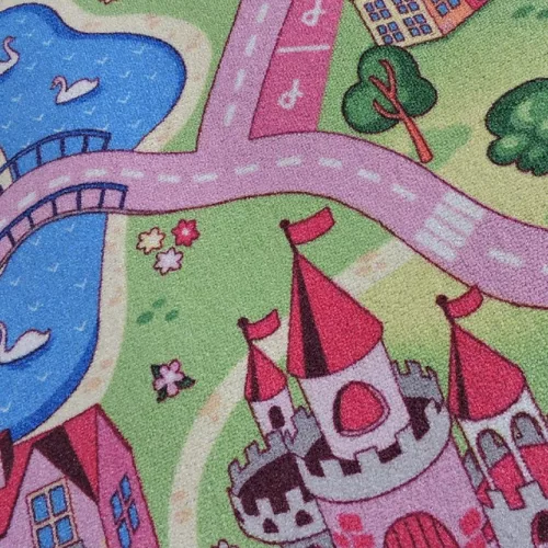 Sweet Town padlószőnyeg 26 zöld/rózsaszín 4 m