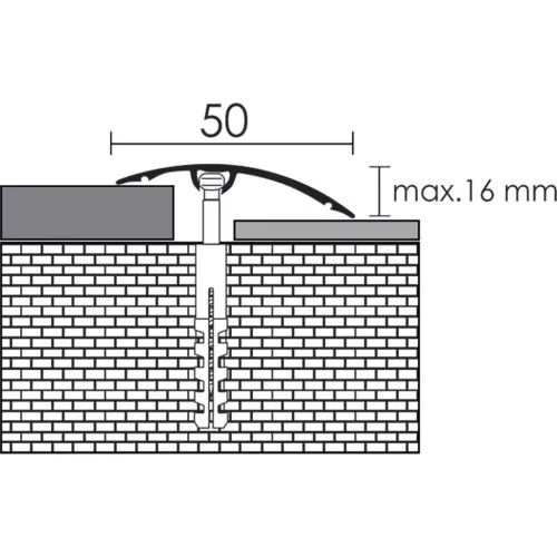 Aluminium 50 mm-es magasságkiegyenlítő profil - 70902 - ezüst - 0,9m - csavaros