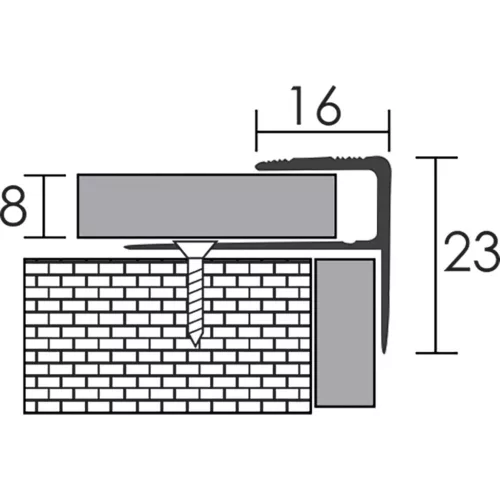 Aluminium 8 mm-es lépcsőélvédő, szögprofil - 52707 - pezsgő - 2,7m - csavaros
