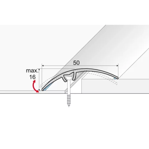 Aluminium 50mm-es íves burkolatváltó profil - A65SZ - pezsgő - vágott