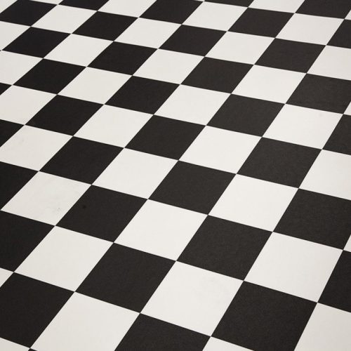 tekercses vinyl padló, PVC -  fekete-fehér csempe mintás Linz 995 2 m