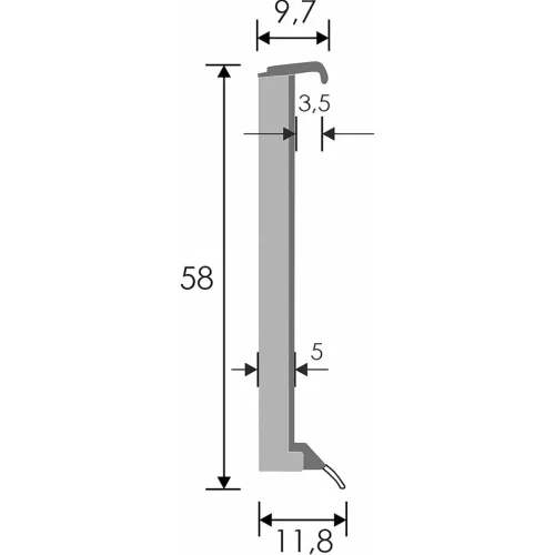 PVC padlószegély 58/3,5 mm-es, behúzható - pezsgő - 2,5m - vinyl padlókhoz