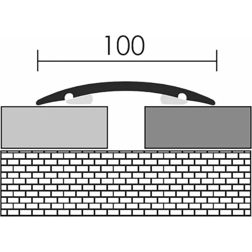 Aluminium 100 mm-es íves burkolatváltó profil - 91002 - ezüst - 1m - öntapadós