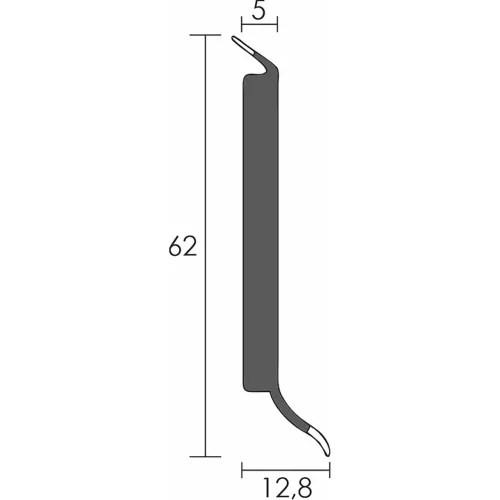 PVC padlószegély 62 mm-es 25560, habosított - fehér(sima felület) - 2,5m