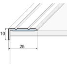 Aluminium 25x10mm-es szögprofil - A31T - ezüst - 2,7 m - vágott