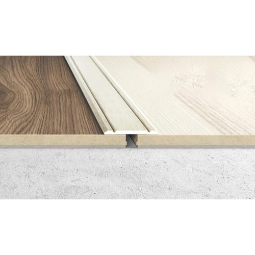 Aluminium 30mm-es lapos burkolatváltó profil - A02T - pezsgő - vágott