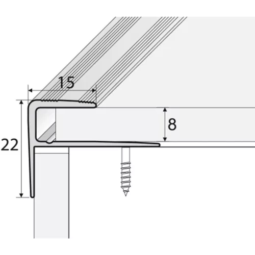 Aluminium 15x22mm-es lépcsőélvédő profil - A60 - bronz - vágott