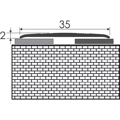 Aluminium 35 mm-es lapos burkolatváltó profil - 10902 - ezüst - 0,9m - öntapadós
